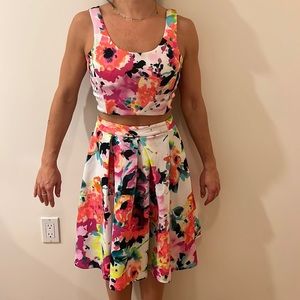 Aqua Two Piece Skirt and Top Outfit - XS